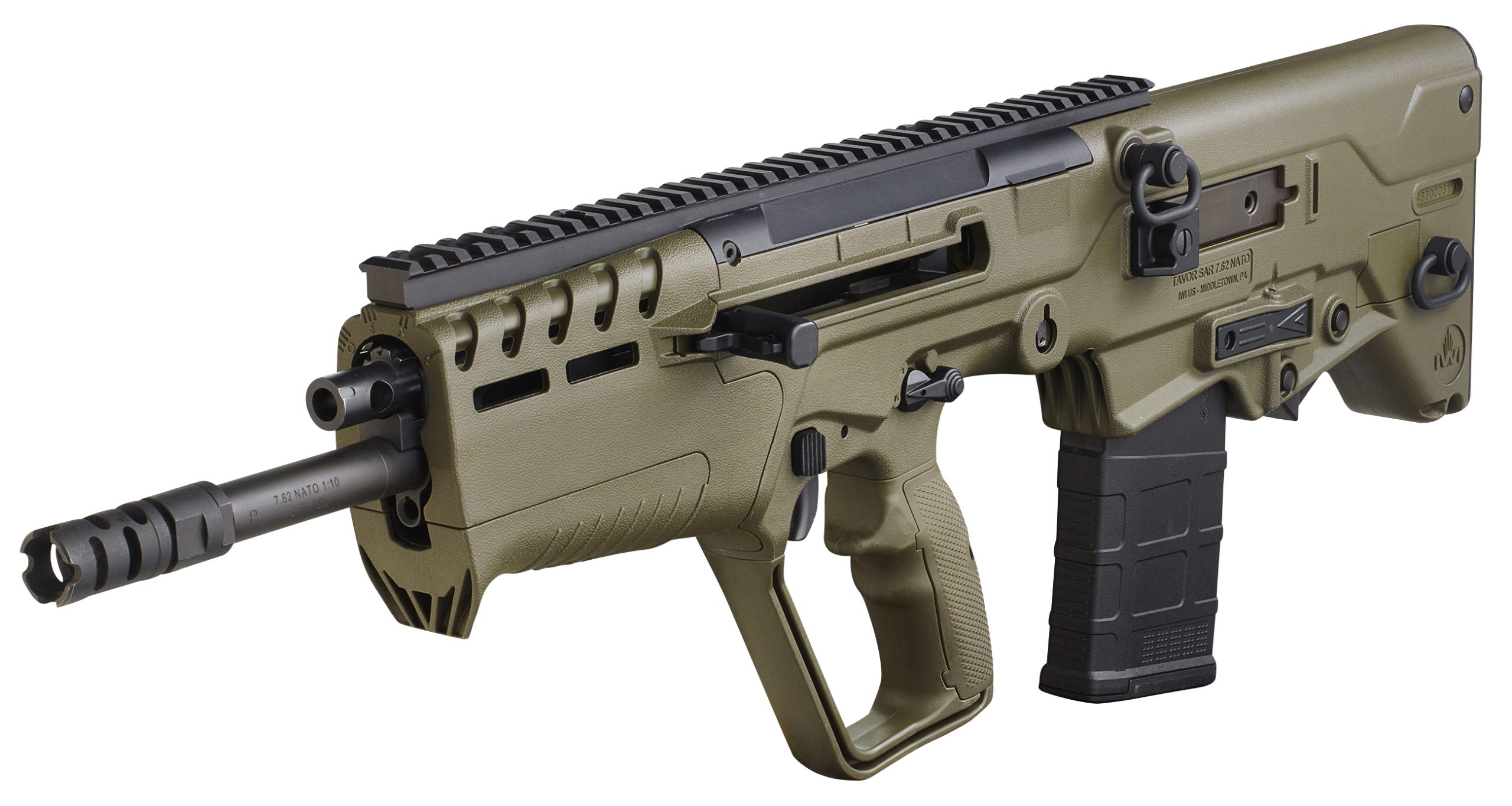 IWI US T7G20 Tavor 7 7.62x51mm NATO Caliber with 20″ Barrel, 20+1 Capacity, OD Green Metal Finish, OD Green Fixed Bullpup Stock & Polymer Grip Ambidextrous Hand