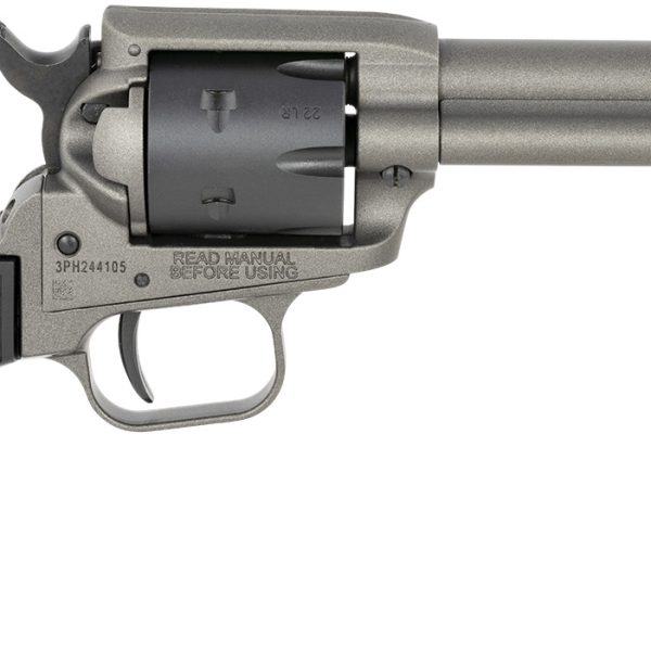 Heritage Mfg RR22C4 Rough Rider  22 LR 6 Shot 4.75" Tungsten Gray Cerakote Steel Barrel & Frame, Black Satin Cylinder & Textured Polymer Grips