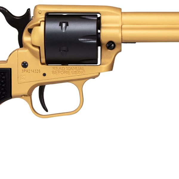Heritage Mfg RR22S4 Rough Rider 22 LR 6 Shot 4.75" Gold Cerakote Steel Barrel & Frame, Black Satin Cylinder, Black Polymer Grips Features Black Accents