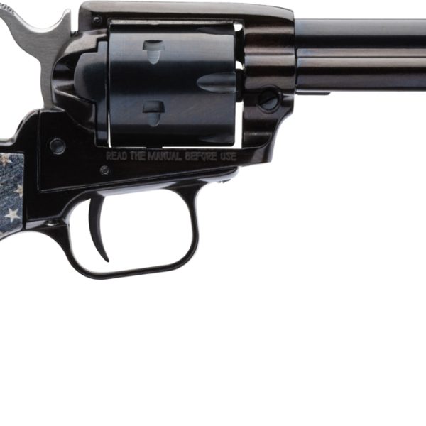 Heritage Mfg RR22B4USFLAG Rough Rider  22 LR 6 Shot, 4.75" Black Oxide Steel Barrel, Black Oxide Zinc Alloy Frame, Black Oxide Cylinder, US Flag Grip Manual Safety, Exposed Hammer