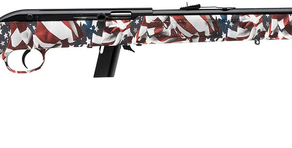 Savage Arms 40222 64 F Full Size 22 LR 10+1 21" Matte Black Carbon Steel Barrel, Matte Black Grooved Carbon Steel Receiver, American Flag Fixed Synthetic Stock, Right Hand
