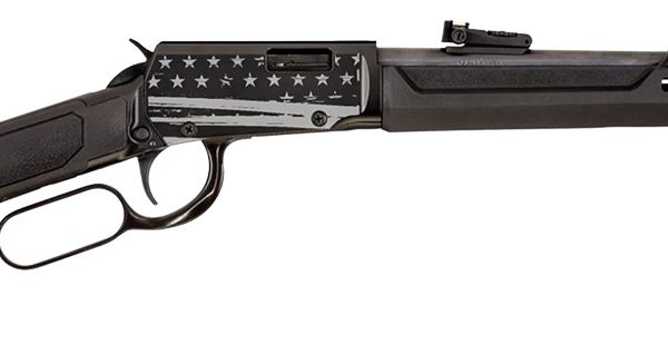 Rossi RL22181SYEN21 Rio Bravo  22 LR 15+1 18" Black Polished Alloy Steel Barrel, Black w/Engraved US Flag Aluminum Receiver, Black Synthetic Fixed Stock