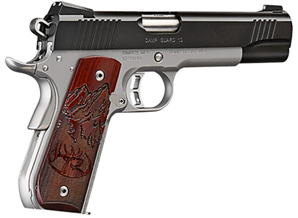 Kimber Mfg, Inc 3000233 Camp Guard  10mm Auto 8+1 5" Stainless Match Grade Barrel, Matte Black Serrated Stainless Steel Slide, Satin Silver Stainless Steel Frame w/Beavertail, Rosewood Grip