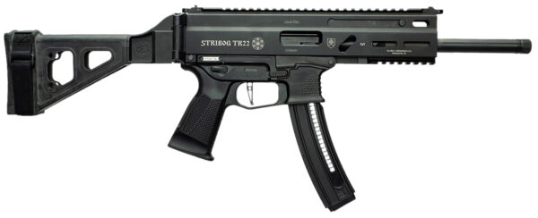 Grand Power 197892004817 TR22 Stribog 22 LR 25+1 8" Black Threaded Barrel, Black Picatinny Rail Receiver, Black Aluminum Frame w/Lower Picatinny Rail, SB Tactical Brace, Black Polymer Grips