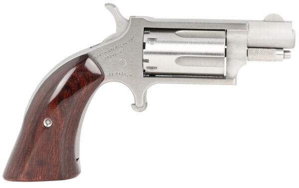 North American Arms 22MSGBG Mini-Revolver  22 WMR 5 rd 1.13" Barrel, Stainless Steel Barrel/Cylinder/Frame, Exclusive Wood Boot Grip