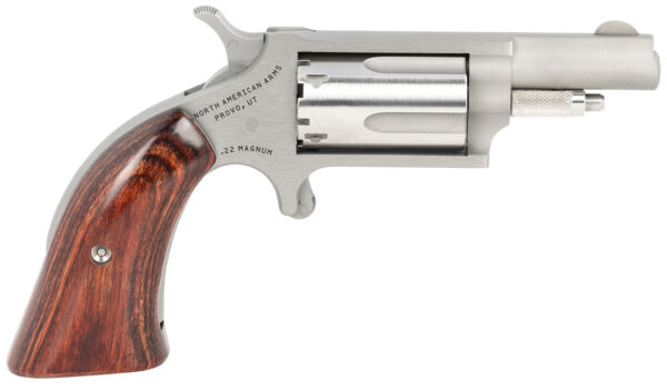 North American Arms 22MGBG Mini-Revolver  22 WMR 5 Shot 1.63" Barrel, Stainless Steel Barrel/Cylinder/Frame, Exclusive Wood Boot Grip