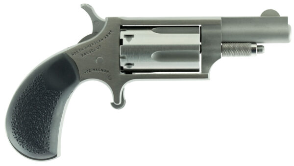 North American Arms 22MGRC Mini-Revolver  22 WMR 5rd 1.63" Barrel, Stainless Steel Barrel/Cylinder/Frame, Exclusive Black Pebbled Rubber Grip