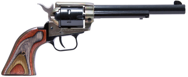 Heritage Mfg RR22MCH4 Rough Rider  22 LR/22 WMR 6 Shot, 4.75" Black Steel Barrel & Cylinder Simulated Case Hardened Zinc Alloy Frame, Camo Laminate Grip, Hammer/Thumb Safety, Exposed Hammer