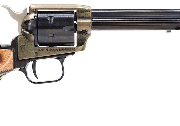 Heritage Mfg RR22CH6 Rough Rider  22 LR 6 Shot, 6.50" Black Oxide Steel Barrel, Simulated Case Hardened Zinc Alloy Frame, Black Oxide Cylinder, Camo Laminate Grip, Manual Safety, Exposed Hammer
