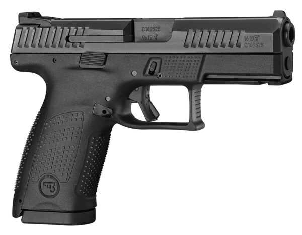 CZ-USA 91531 P-10 C  Compact Frame 9mm Luger 15+1 4.02" Black Stainless Steel Barrel, Black Nitride Serrated Steel Slide, Black Polymer Frame w/Picatinny Rail, Interchangeable Backstrap Grip