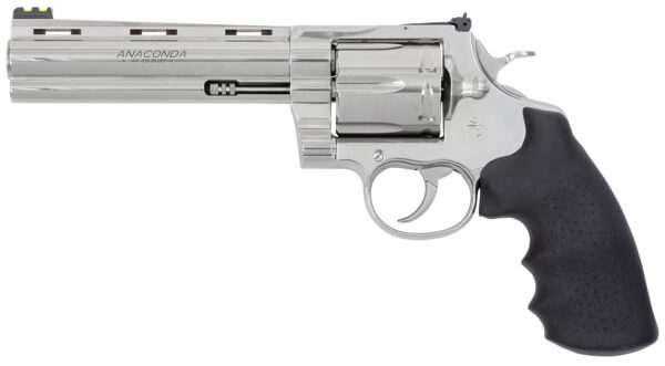 Colt Mfg ANACONDASP6RFT Anaconda Target 44 Mag 6rd 6" Stainless Vent Rib Barrel, Cylinder & Stainless Stainless Steel Frame, Black Rubber Grip