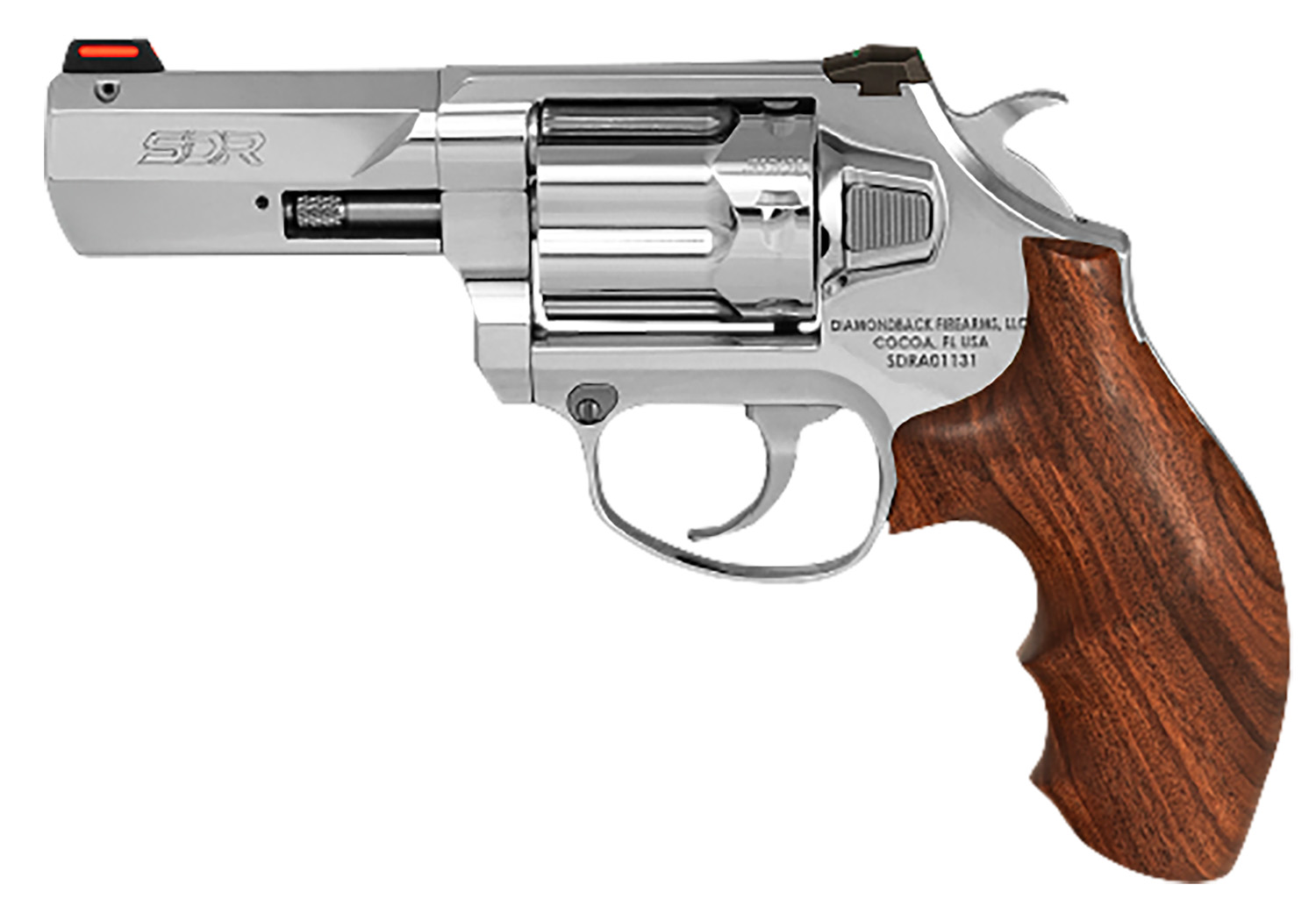 Diamondback DB075AS703 SDR  357 Mag/38 Special +P 6 Shot 3" Stainless Steel Barrel, Polished  Stainless Steel Cylinder & Frame, Hogue Wood Grip, Exposed Hammer