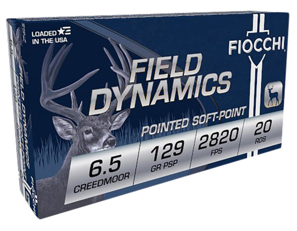 Fiocchi 65CMB Field Dynamics  6.5Creedmoor 129gr Pointed Soft Point 20 Per Box/10 Case