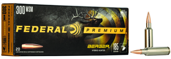 Federal P300WSMBCH1 Premium  300WSM 185gr Berger Hybrid Hunter 20 Per Box/10 Case