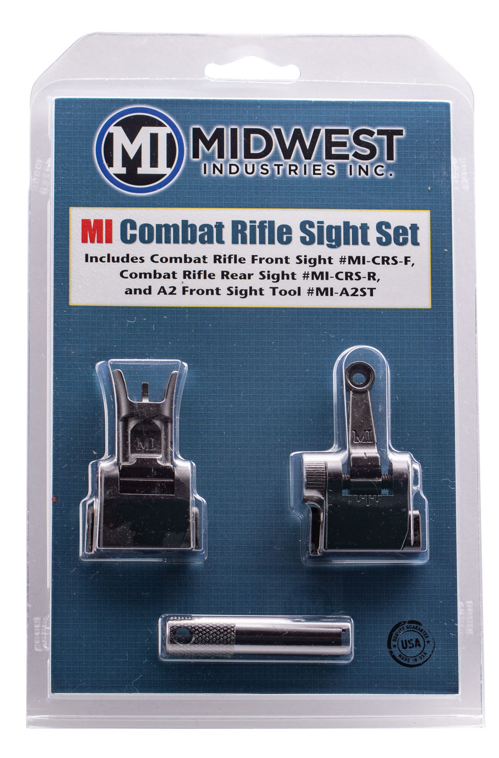 Midwest Industries MICRSSET Combat Rifle Sight Set Black Flip Up Front & Rear for AR-15, M16, M4