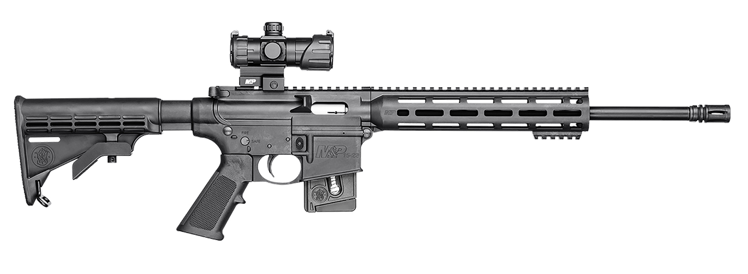Smith & Wesson 12723 M&P15 Sport OR 22 LR 10+1  16.50" Carbon Steel Barrel, Adjustable 6 Position Stock, M&P100 4MOA Red/Green Dot, A2 Flash Hider, Functioning Charging Handle, 2 Position Safety
