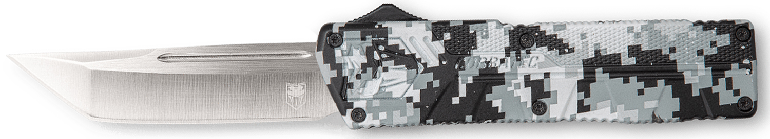 CobraTec Knives WDCCTLETNS Lightweight 3.25" OTF Tanto Plain D2 Steel Blade/Winter Digi Camo Aluminum Handle Includes Pocket Clip