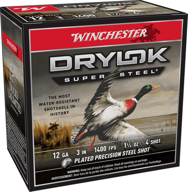 Winchester Ammo XSV1234 Drylok Super Steel Magnum 12Gauge 3" 1 1/4oz 4Shot 25 Per Box/10 Case