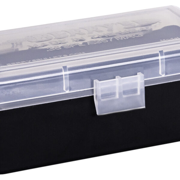 Berry's 61687 Ammo Box  38 Special/357 Mag Clear/Black Polypropylene 50rd
