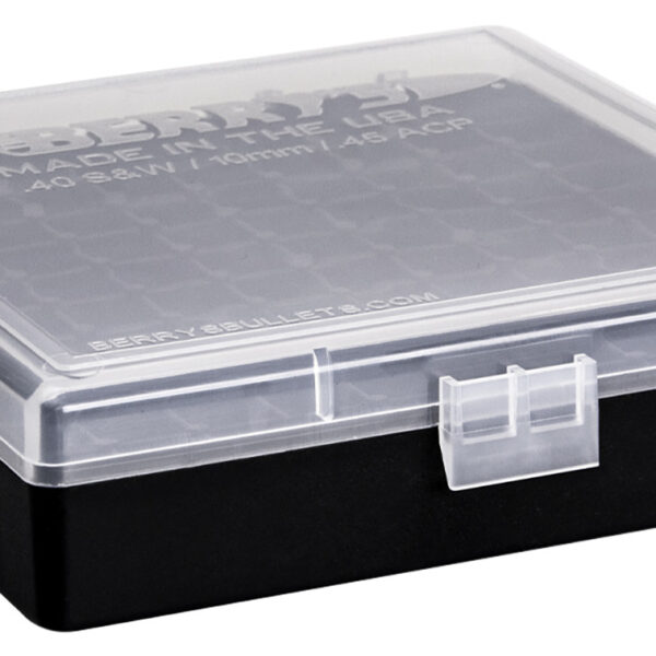 Berry's 16678 Ammo Box  40S&W/45ACP Clear/Black Polypropylene 100rd