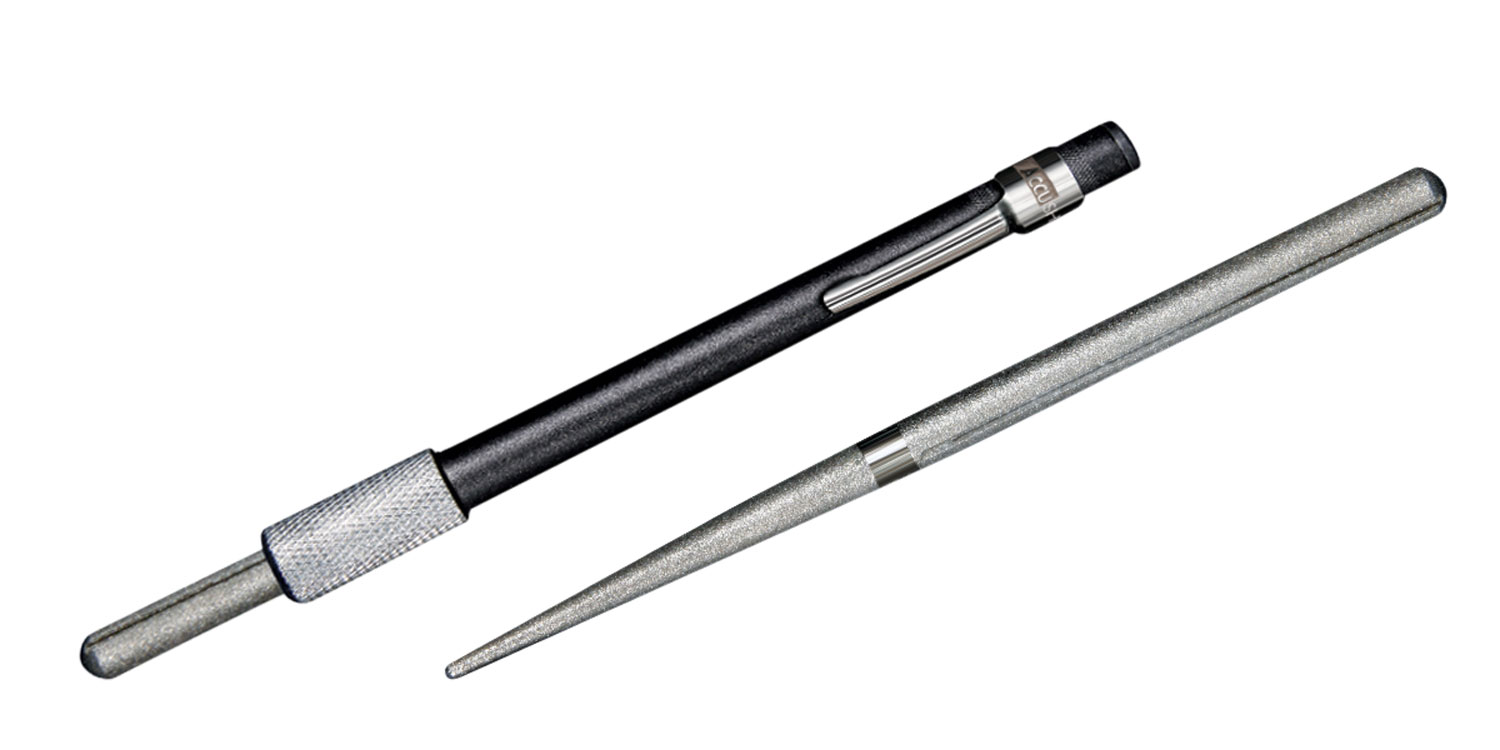 AccuSharp 030C Rod Sharpener  Hand Held Diamond Sharpener Black Overmolded Rubber Handle Steel
