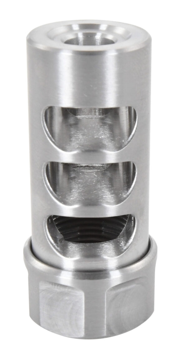 American Precision Arms G2M1230S Gen 2 Micro Bastard Self Timing Brake Stainless Steel with 1/2"-28 tpi Threads, 1.86" OAL & .750" Diameter for 30 Cal AR-Platform & Hunting Rifles