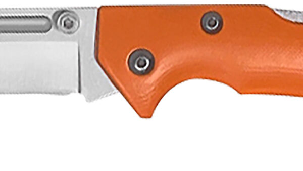 AccuSharp 712C Lockback 3" Folding Clip Point Plain Stainless Steel Blade/Blaze Orange G10 Handle Includes Allen Wrench