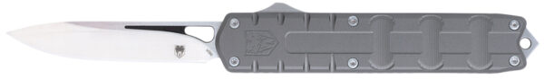 CobraTec Knives CTEGRYM390DNS Enforcer  3.25" OTF Drop Point Plain M390 Steel Blade/Gray Aluminum Handle