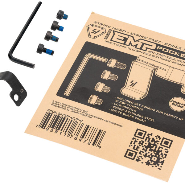 Strike Industries EMPCLIPR Magazine Pocket Clip  Stainless Steel Black for SI EMP Mag Extension Right Hand