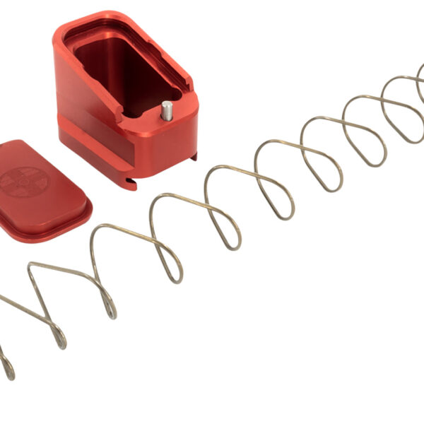 Shield Arms G17ME5RED Magazine Extension +5 Extended 40 S&W/9mm Luger Compatible w/Glock 17/19X/22/34/35/45, Red Anodized Aluminum