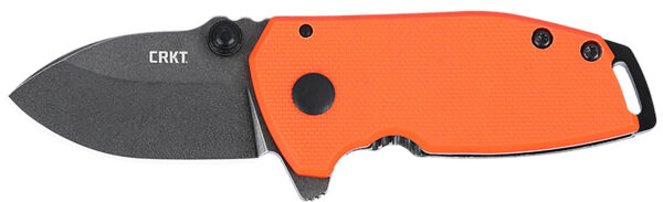 CRKT 2486 SQUID  Compact 1.75" Folding Drop Point Plain Stonewashed D2 Steel Blade, Blaze Orange G10/SS Handle