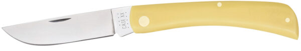Case 00038 Sod Buster  Folding Skinner Plain Tumble Polish Carbon Steel Blade/Smooth Yellow Synthetic Handle