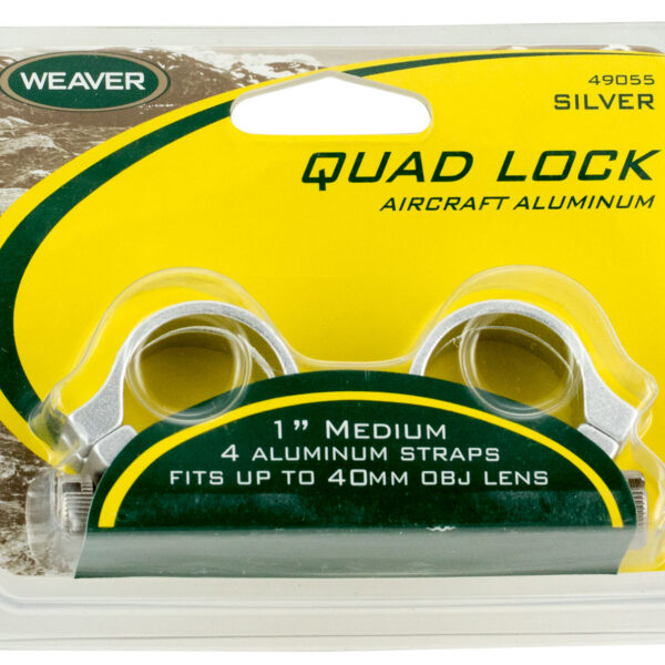 Weaver Mounts 49055 Quad Lock Detachable Rings  Silver 1" Medium