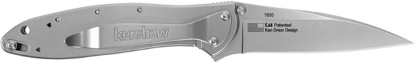 Kershaw 1660 Leek  3" Folding Drop Point Plain Bead Blasted 14C28N Steel Blade, Bead Blasted 410 Stainless Steel Handle Includes Pocket Clip