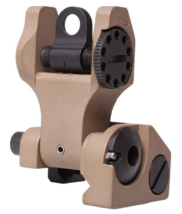 Troy Ind SSIGFBSROFT00 Rear Folding BattleSight Round  Flat Dark Earth Folding for AR-15