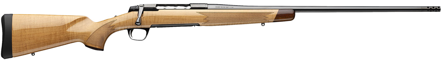 Browning 036080211 X-Bolt 2 Medallion 243 Win 4+1 22" Blue Polished Threaded Barrel & Drilled & Tapped Carbon Steel Receiver, Fixed Gloss AAAA Maple Wood Stock, Radial Muzzle Brake
