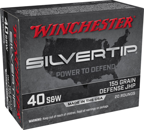 Winchester Ammo W40SWST Silvertip  40S&W 155gr Silvertip Jacket Hollow Point 20 Per Box/10 Case