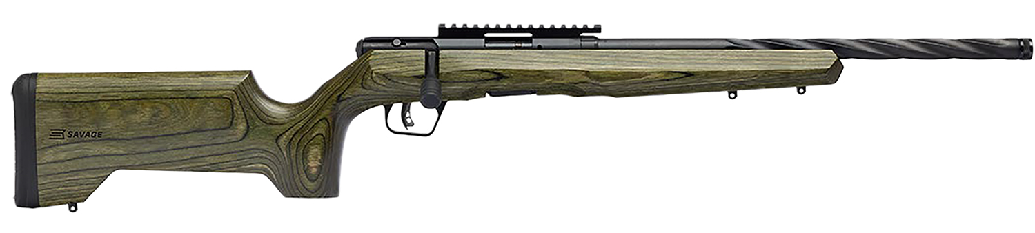 Savage Arms 70551 B Series  Full Size 22 WMR 9+1 18" Matte Black Spiral Fluted Threaded Barrel, Matte Black Carbon Steel Receiver w/Picatinny Rail, OD Green Fixed Laminate Stock, Right Hand
