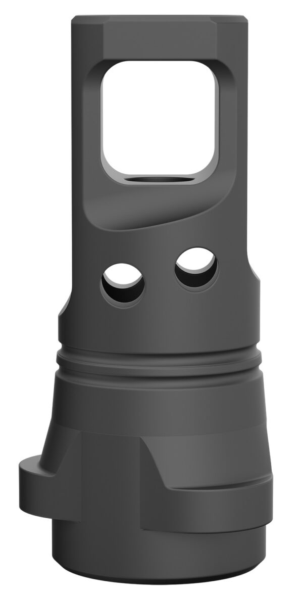 Breek Arms BRK4333 Echo Single Port Muzzle Brake Black Nitride Steel 1/2"x28 Threads 9mmLuger Compatible w/ Breek-LOK 3QD