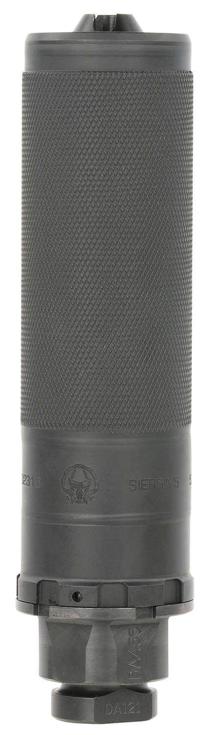 Dead Air SIERR5XM Sierra-5 5.56mm 1.50"D 1/2"-28 tpi Thread Pattern Made of Stellite Baffles & Stainless Steel Tube with Black Cerakote Finish Includes Xeno Flash Hider & Mount