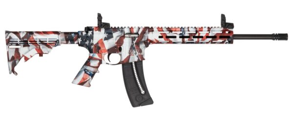 Smith & Wesson 14714 M&P15-22 Sport Flag 22 LR 25+1 16.50" Black Threaded Barrel, US Flag Cerakote Polymer Receiver w/Picatinny Rail, M-LOK Handguard, US Flag 6 Position CAR Polymer & AR Polymer Grip