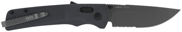S.O.G SOG11180641 Flash AT 3.45" Folding Part Serrated TiNi Cryo D2 Steel Blade/ Urban Grey GRN Handle Includes Pocket Clip