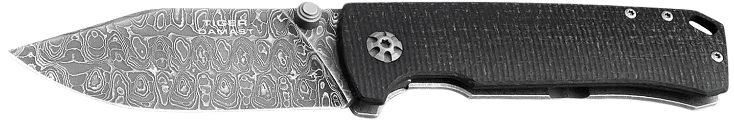 Boker 111103DAM Tiger-Damast  Pocket 3.35" Damascus Blade Micarta Handle