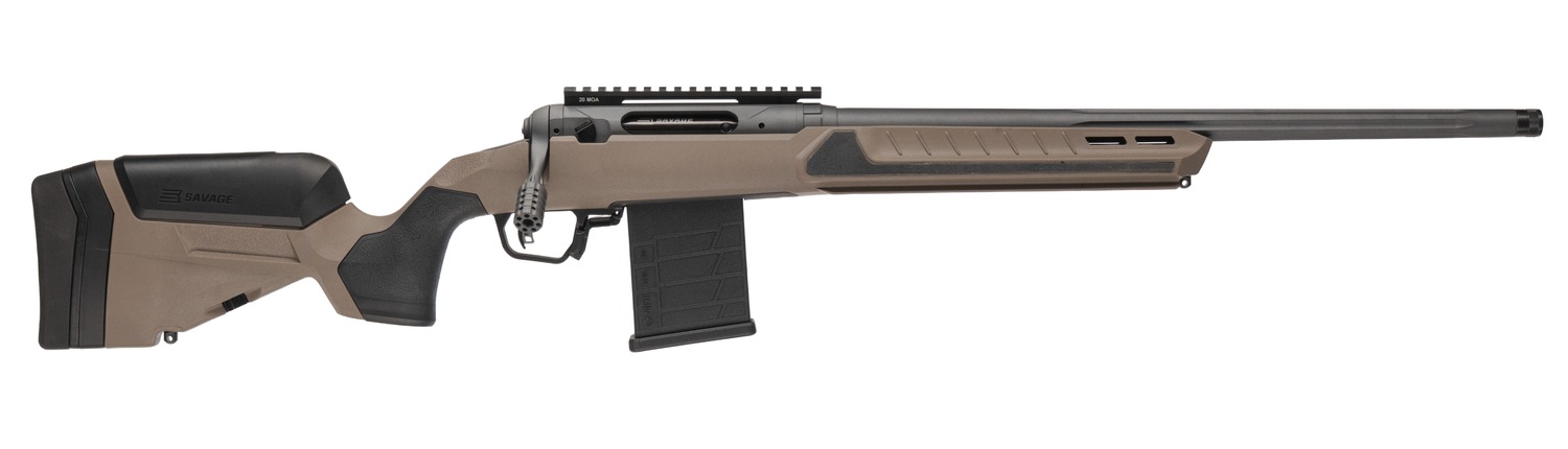 Savage Arms 32670 110 Core Tactical 6mm Creedmoor 10+1 20" Medium Heavy Fluted Barrel, Arca Rail Forend, Coyote Tan AccuStock w/AccuFit V2 Synthetic Stock, Right Hand