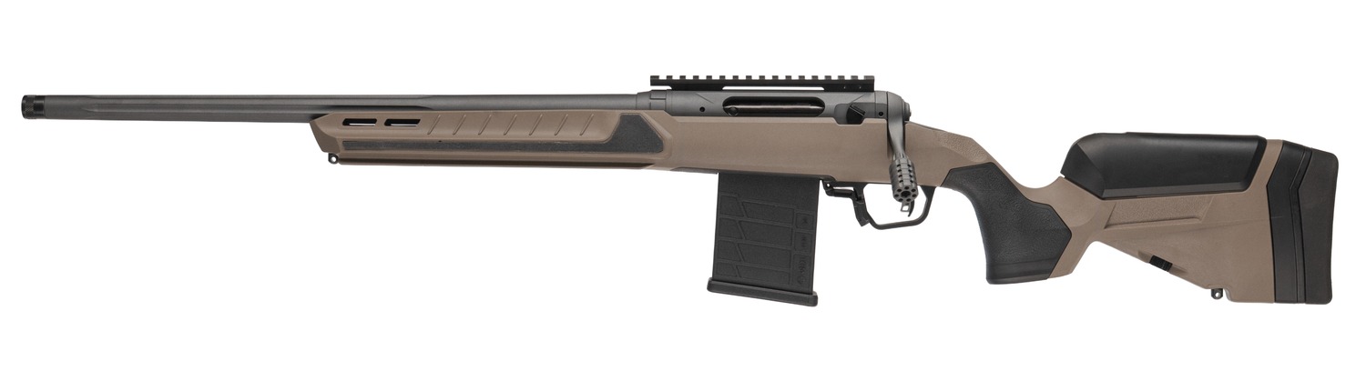 Savage Arms 32686 110 Core Tactical Full Size 6mm Creedmoor 10+1 20" Medium Heavy Fluted Barrel, Arca Rail Forend, Coyote Tan AccuStock w/AccuFit V2 Synthetic Stock, Left Hand