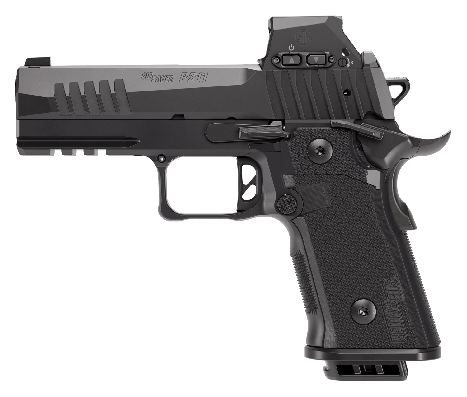 Sig Sauer 211CA9GT4RXSL P211 GT4 w/Optic Carry 9mm Luger 21+1 4.20" Black Barrel, Black Nitron Stainless Steel Serrated w/Optic Slide & Stainless Steel Frame w/Beavertail & Picatinny Rail, G10 Grip Pa