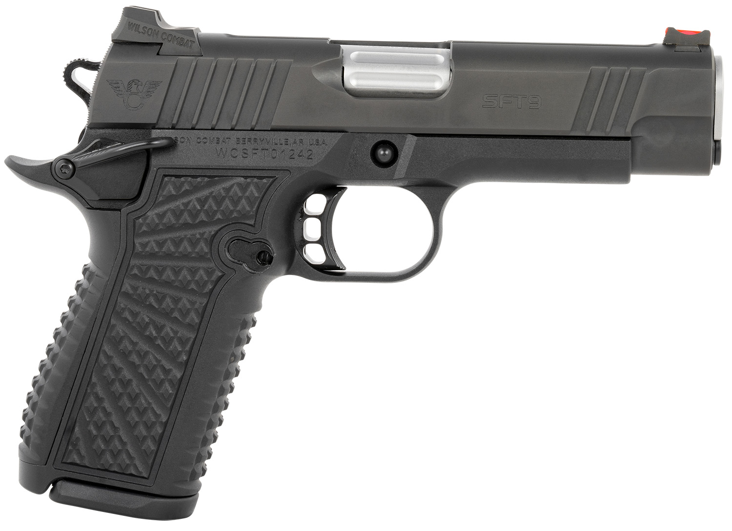 Wilson Combat SFT9CM42A SFT9 9mm Luger 15+1 (2) 4.25" Stainless, Black, Beavertail Frame, Integrated Grips, Fiber Optic Sights, Ambi Safety