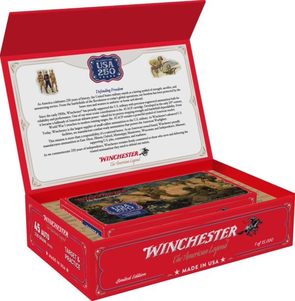 Winchester Ammo USA45250 USA 250th Commemorative Box Series 45ACP 230gr Full Metal Jacket 50 Per Box/6 Case