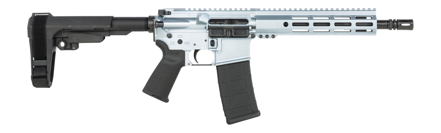 Shark Coast Tactical SCC07114AGC-P Arctic Gun Candy 5.56 NATO 30+1 10.50" Black Nitride Threaded Barrel, Aluminum Receiver w/Picatinny Rail, M-LOK Handguard, SB Tactical SBA3 Brace, Polymer Grip