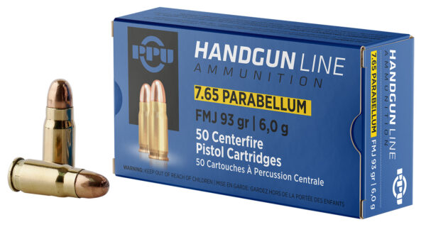 PPU PPH765P Handgun  7.65x21mmParabellum 93gr Full Metal Jacket 50 Per Box/20 Case